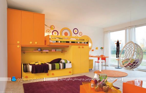 طراحی و تزیین دکوراسیون اتاق نوجوانان با رنگ زرد و نارنجی