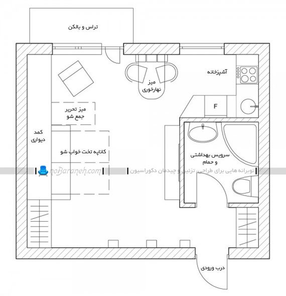 نقشه پلان خانه آپارتمانی کوچک
