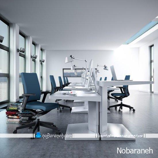 میز اداری مدرن دو نفره فلزی با آپشن تنظیم ارتفاع