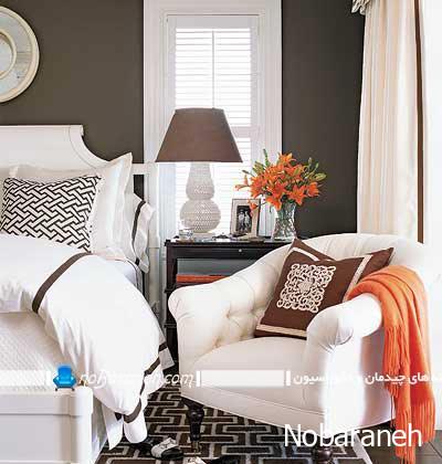 دکوراسیون شیک اتاق خواب 5 ستاره با سفید قهوه ای