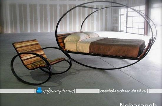 مدل تخت خواب و صندلی چوبی با طرح جدید و کلاسیک