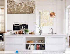 مدل آشپزخانه اپن با طراحی دکوراسیون مدرن و سفید رنگ