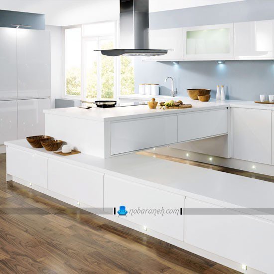 مدل کابینت سفید رنگ شیک و مدرن مدل جدید اپن آشپزخانه