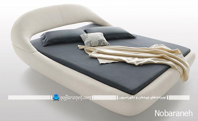 تخت خواب اسپرت سفید و مدرن با پاتختی شیشه ای