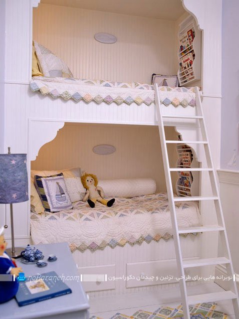 مدل تخت خواب دو طبقه نردبان دار