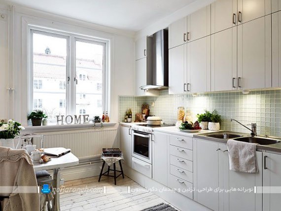 مدل کابینت ساده و شیک آشپزخانه با رنگ سفید