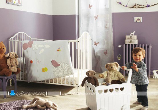 چیدمان اتاق کودک نوزاد به شکل ساده و زیبا
