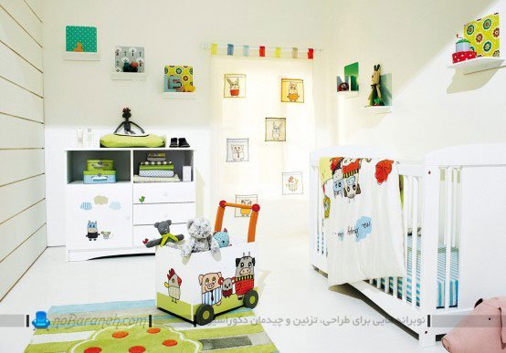 تزیین اتاق نوزاد پسر با تنوعی از رنگ های شاد