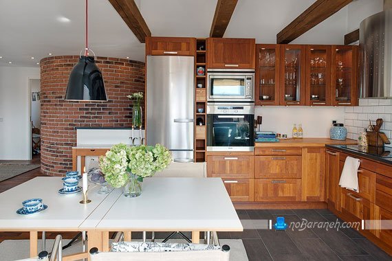 طراحی دکوراسیون آشپزخانه به شکل ساده و زیبا