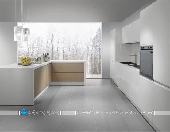 عکس کابینت مدرن و سفید آشپزخانه