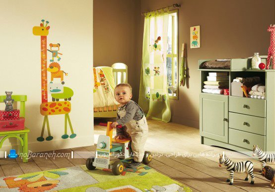 دکوراسیون پسرانه اتاق نوزاد با سبز