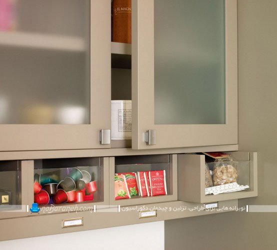 کابینت های ساده با درب شیشه ای. مدل کابینت شیشه ای آشپزخانه