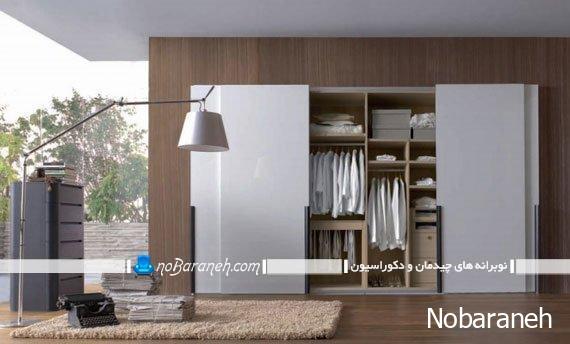 مدل کمد لباس ام دی اف با رنگ سفید و در آکاردیونی