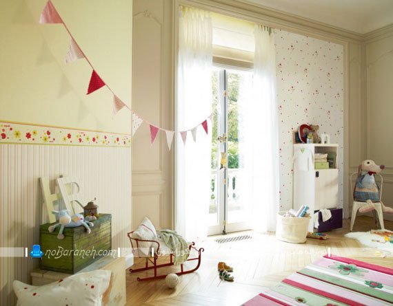 کاغذ دیواری ساده برای اتاق بچه ها با رنگ بندی روشن