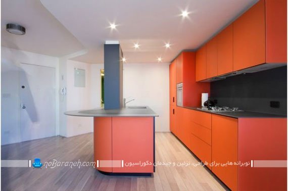 رنگ نارنجی در دیزاین آشپزخانه دکوراسیون آشپزخانه نارنجی