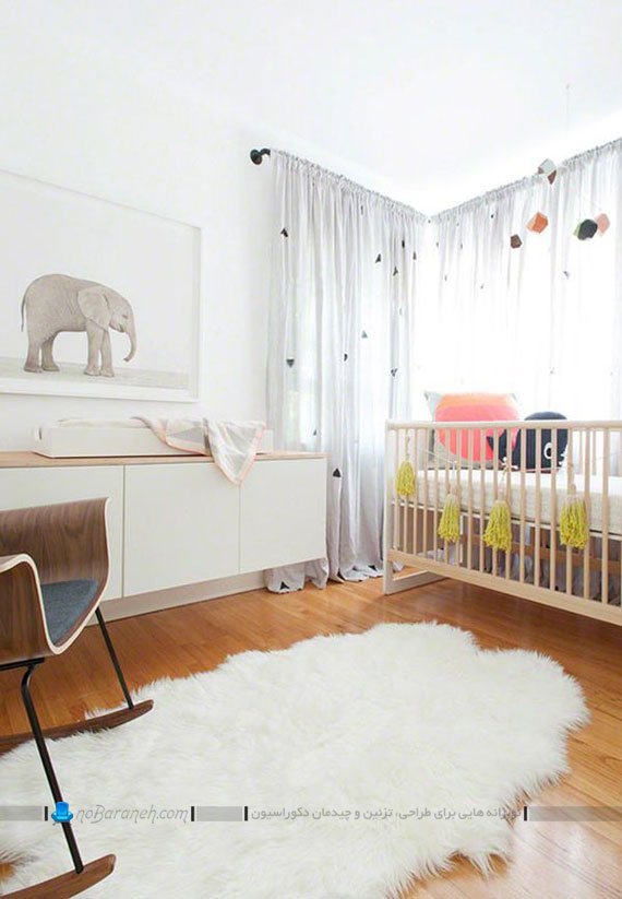 دکوراسیون شیک اتاق نوزاد با رنگهای روشن