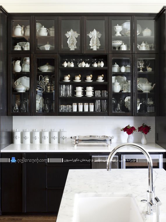مدل کابینت سیاه و سفید آشپزخانه دیزاین کلاسیک آشپزخانه با سیاه و سفید