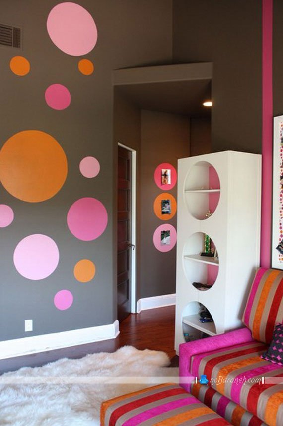 ترکیب صورتی با دیگر رنگها در اتاق خواب ایده های تزیین دیوار با رنگ های شاد