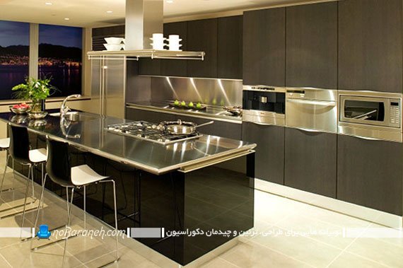 طراحی دکوراسیون آشپزخانه با استیل و mdf مدل کابینت مدرن و استیل آشپزخانه