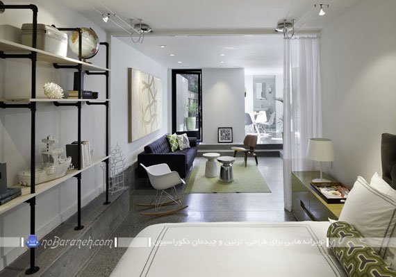 قفسه بندی اتاق خواب با چوب و فلز