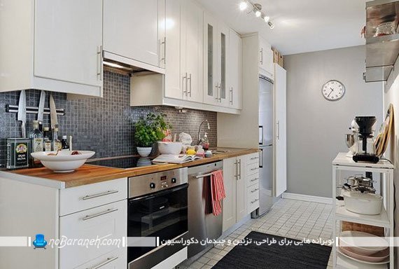 طراحی دکوراسیون آشپزخانه مدلهای ساده کابینت سفید رنگ