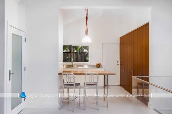 میز اپن کوچک چوبی و فلزی طراحی اتاق کار در آشپزخانه