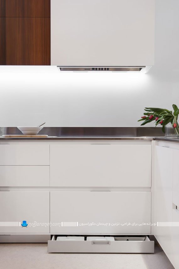 نورپردازی کابینت آشپزخانه. مدل کشوهای مخفی برای کابینت آشپزخانه
