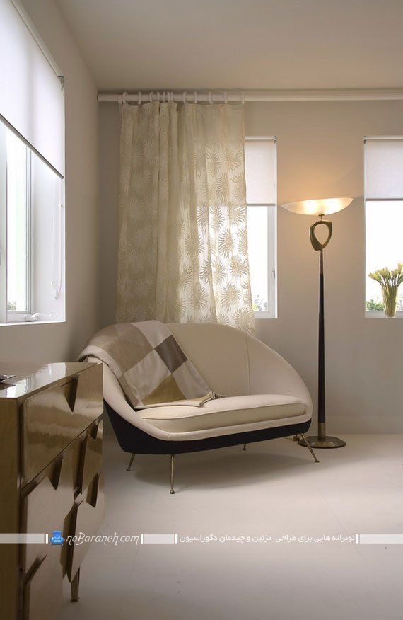 مبل مدل لاوست مدرن اتاق خواب. لاوست و شزلون دو نفره شیک مدرن کلاسیک زیبا سفید رنگ و کرم رنگ