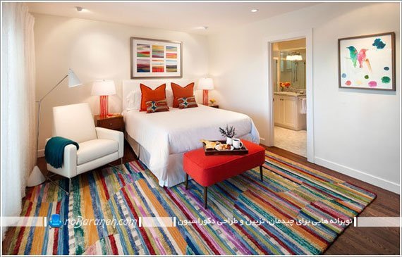 اتاق خواب با دکوراسیون رنگارنگ دکوراسیون شیک و ساده اتاق خواب