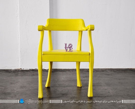 صندلی چوبی زرد رنگ کلاسیک سنتی شیک زیبا ظریف ارزان قیمت