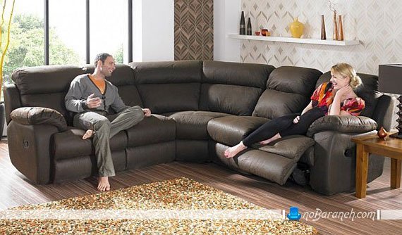 مبلمان چرمی و کاناپه با مدل چیدمان ال طرح جدید مبل راحتی ال