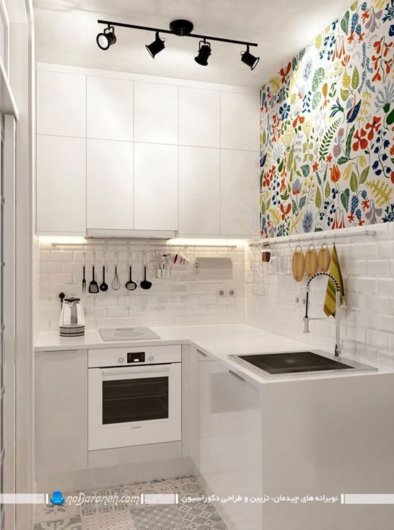 تزیین دیوارهای آشپزخانه با تابلو و استیکر. تزیین دیوار آشپزخانه با کاغذ رنگی. 