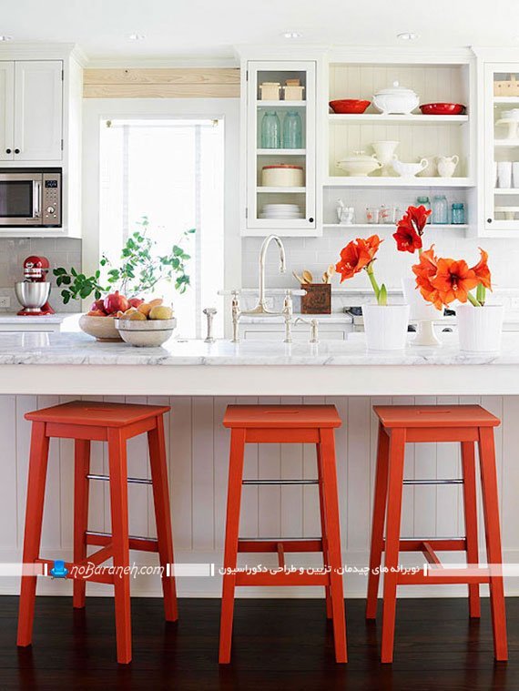 چهارپایه اپن آشپزخانه با رنگ قرمز صندلي اپن مدرن شیک فانتزی کلاسیک در مدل های جدید