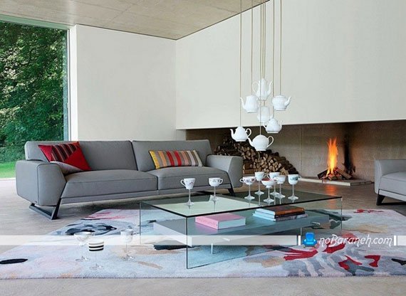 کاناپه ساده طوسی رنگ با طرح جدید شیک مدرن. مبلمان راحتی مدرن با رنگ طوسی. کاناپه سه 3 نفره زیبا و جذاب ساده مینیمالیستی