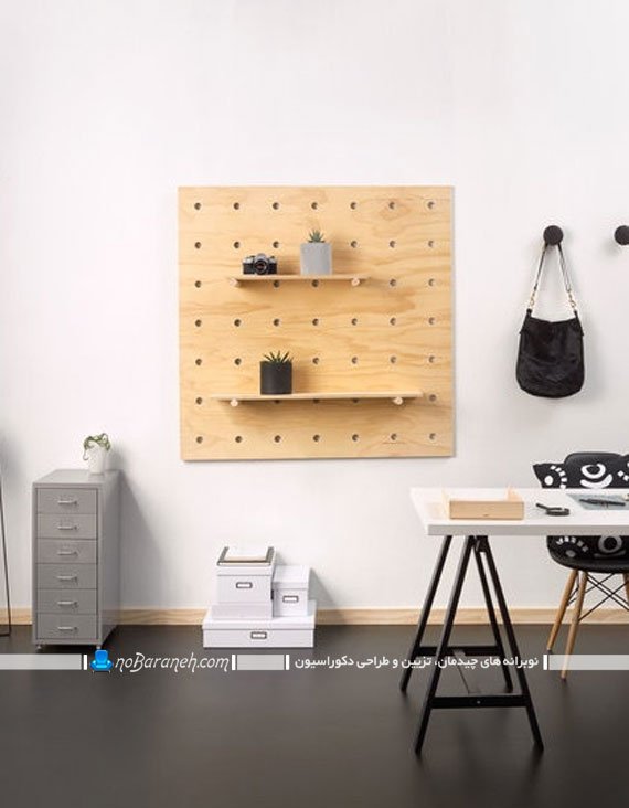 مدل جدید شلف چوبی برای دکوراسیون دیوار منزل و اتاق خواب. شلف و قفسه دیواری چوبی. طاقچه و طبفه دیواری چوبی