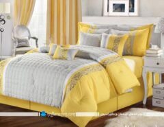 مدلهای تزیین اتاق خواب با رنگ زرد و خاکستری با لیمویی