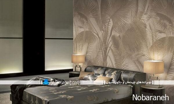 کاغذ دیواری مدرن و ساده با طرح نخل برای اتاق خواب