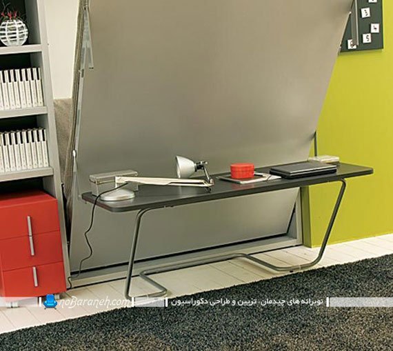 تخت خواب تاشو و میز تحریر کمجا / عکس. تخت خواب تاشو با میز تحریر کمجا