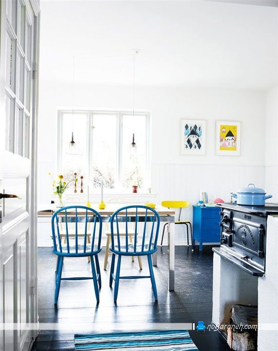 هارمونی رنگ آبی در چیدمان آشپزخانه