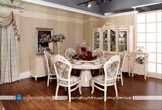 میز ناهاری خوری گرد شش نفره / عکس میز ناهار خوری کلاسیک شش نفره ابعاد میز ناهار خوری دایره میز ناهارخوری دایره شکل