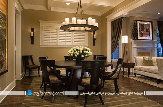 میز ناهاری خوری گرد شش نفره / عکس میز ناهارخوری دایره شکل و گرد مدل میز ناهار خوری نیم دایره میز ناهار خوری دایره قیمت