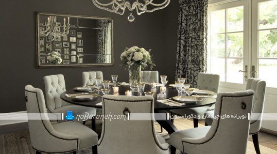 میز ناهار خوری هشت نفره گرد و دایره مدل سلطنتی ناهارخوری هشت نفره در طرح کلاسیک و شیک