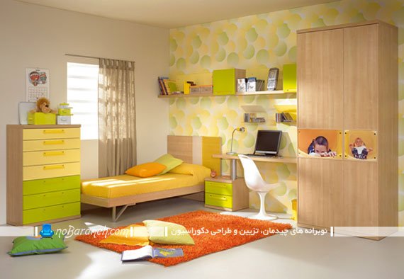 دکوراسیون اتاق خواب نوجوان با سبز و زرد رنگ آمیزی دکوراسیون اتاق کودک با زرد و سبز