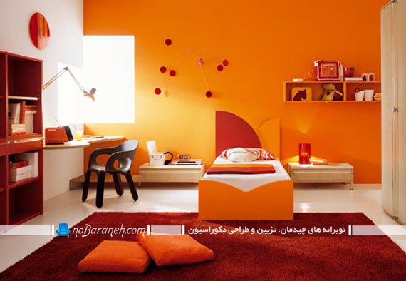 تزیین دخترانه اتاق کودک و نوجوان با نارنجی رنگ آمیزی اتاق کودک و نوجوان با نارنجی