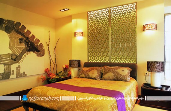 دیزاین اتاق خواب سلطنتی با رنگ زرد / عکس. دکوراسیون اتاق عروس با رنگ زرد و نارنجی