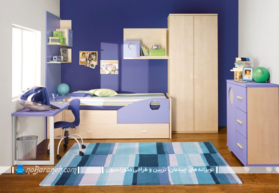 رنگ آمیزی اتاق کودک با بنفش دیزاین اتاق کودک با رنگ بندی کرم و بنفش