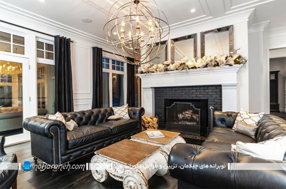 دیزاین شومینه قدیمی و کلاسیک تزیین دیوار شومینه با سنگ های دکوراتیو