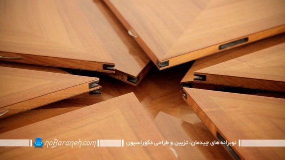 میز ناهارخوری چوبی و کمجا. میز ناهار خوری گرد چوبی با طراحی کمجا. جدیدترین مدل میز ناهارخوری کمجا با قابلیت تغییر اندازه به شکل گرد و دایره.