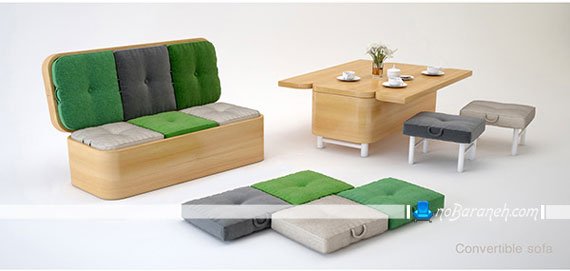 کاناپه کوچک و کمجا قابل تبدیل به میز ناهارخوری. مدل های جدید مبل کمجا با طرح و مدل جدید 