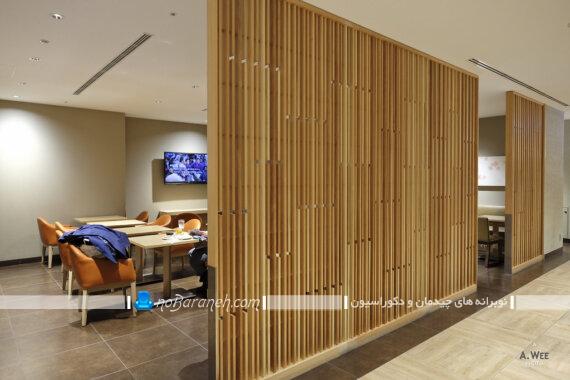 پارتیشن چوبی برای تزیین و تقسیم فضا. مدل های فانتزی و مدرن دیوار جداکننده چوبی برای اتاق پذیرایی منزل.